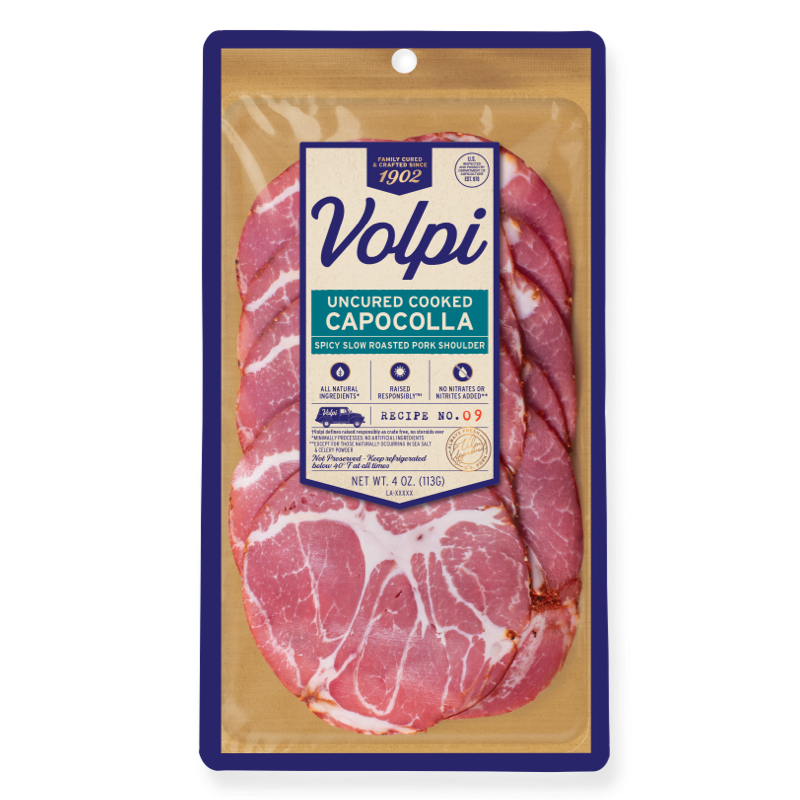Uncured Cooked Capocolla 4 oz. Volpi Foods