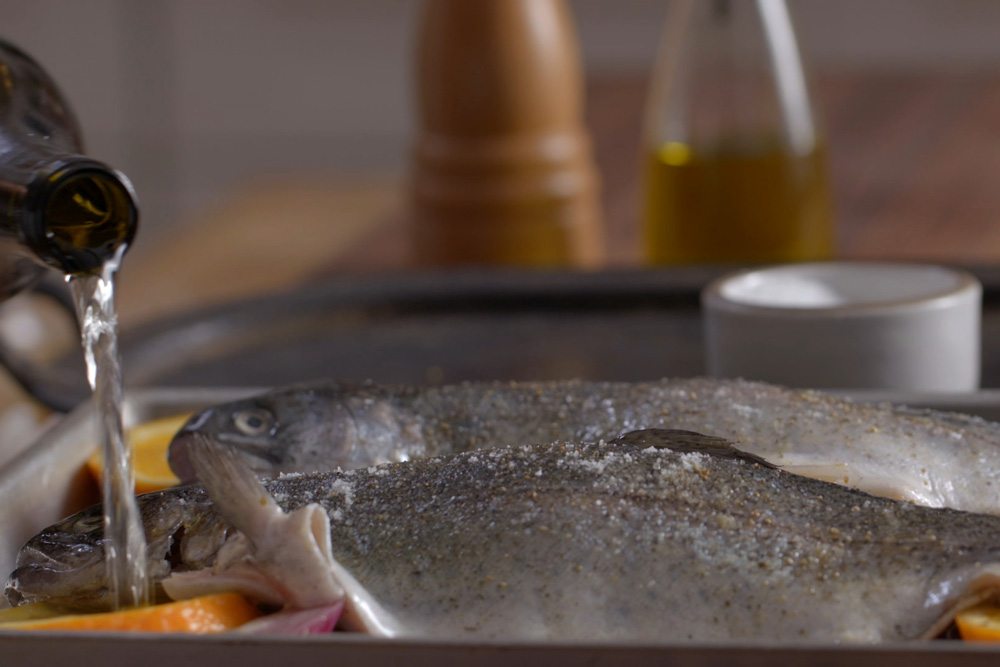 Whole Baked Trout with Orange and Pancetta Volpi Foods