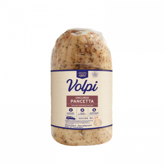 Uncured Pancetta Italian Inspired Bacon Volpi Foods