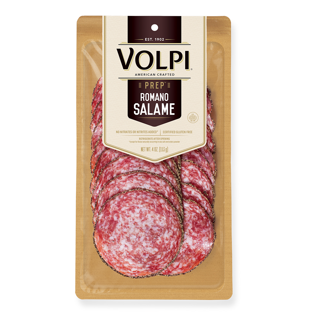Sliced Romano Salami Artisan Cured Meats Volpi Foods