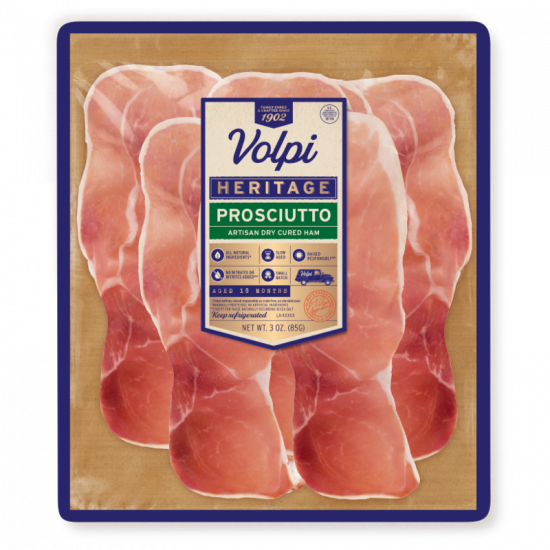 Heritage Prosciutto 3 oz. Artisan Dry Cured Ham Volpi Foods