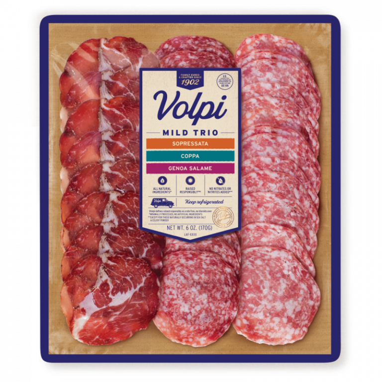 Sliced Salami Genoa Salame 4 oz. Garlic & Black Pepper Volpi Foods