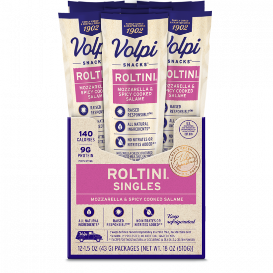 Roltini 12ct Mozzarella And Spicy Cooked Salame 85552 Volpi Snack