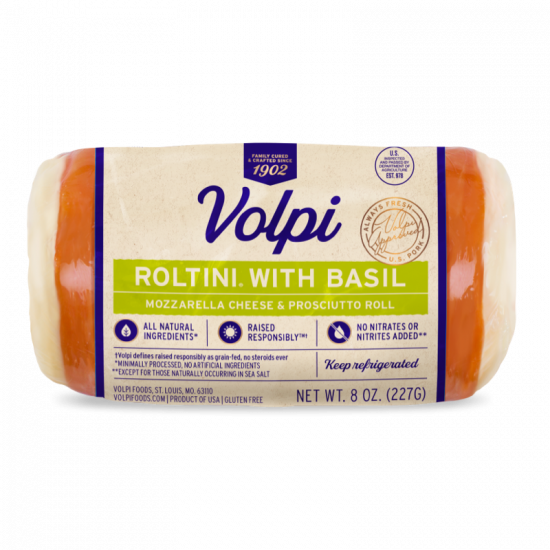 Roltini With Basil Mozzarella Cheese Prosciutto Roll Volpi Snacks Volpi Foods
