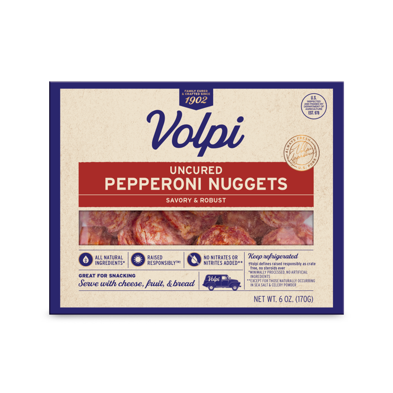 Uncured Pepperoni Nuggets 6 oz. Savory & Robust Volpi Foods