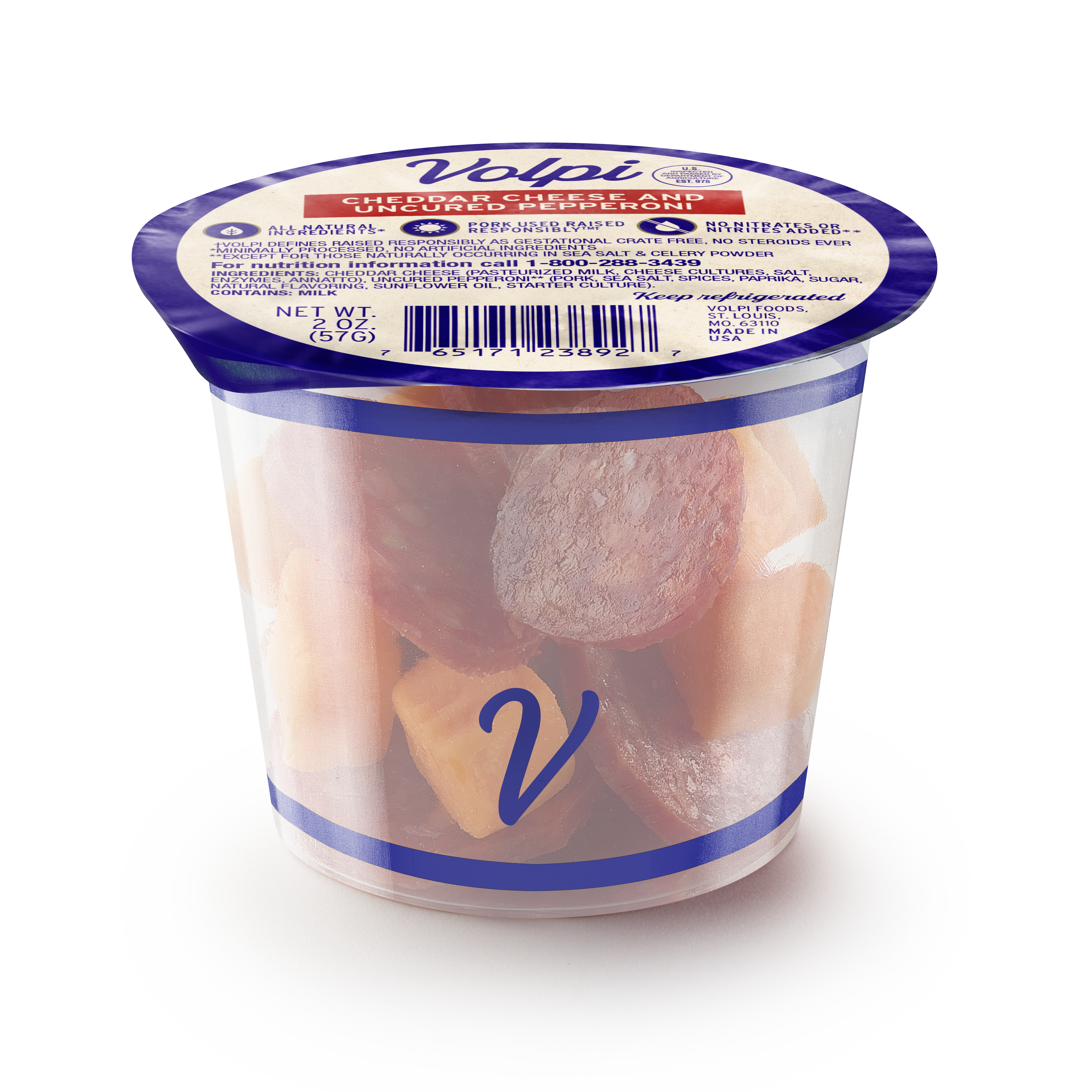 01 Volpi Snack Cup 3qtr Ched Pepperoni